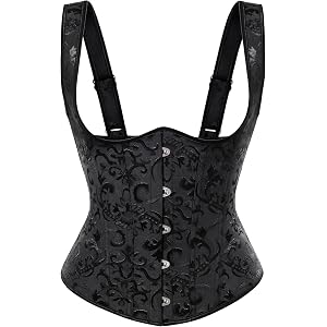 Scarlet Darkness Corset Tops for Women, Renaissance Bodice | Adjustable Straps Floral Underbust Corset, Zipperless Lace Up Bo
