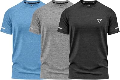 TORO ACTIVA Pack of 3 Mens Short Sleeve Training T-Shirts Athletic Fit