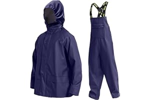 NAVIS MARINE Men's Workwear PRO Rain Suit - Waterproof Jacket and Bib Pants 3-piece Set for Ultimate Safety and Comfort