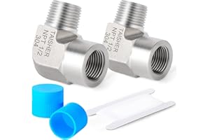 TAISHER 2PCS 304 Stainless Steel 90 Degree Barstock Street Elbow, 1/2 Inch NPT Male Pipe to 1/2 Inch NPT Female 304 Stainless Pipe Fitting