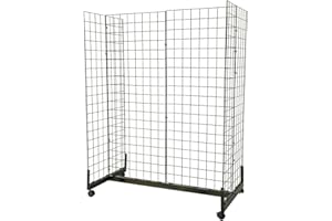 DIYTUNINGS 5' x 2' Grid Wall Panel with Wheels 265 LBS, Gridwall Tower with Rolling Base, Metal Grid Wall Shelf Display Stand Detachable, Craft Show Gridwall Display Rack, Art Display