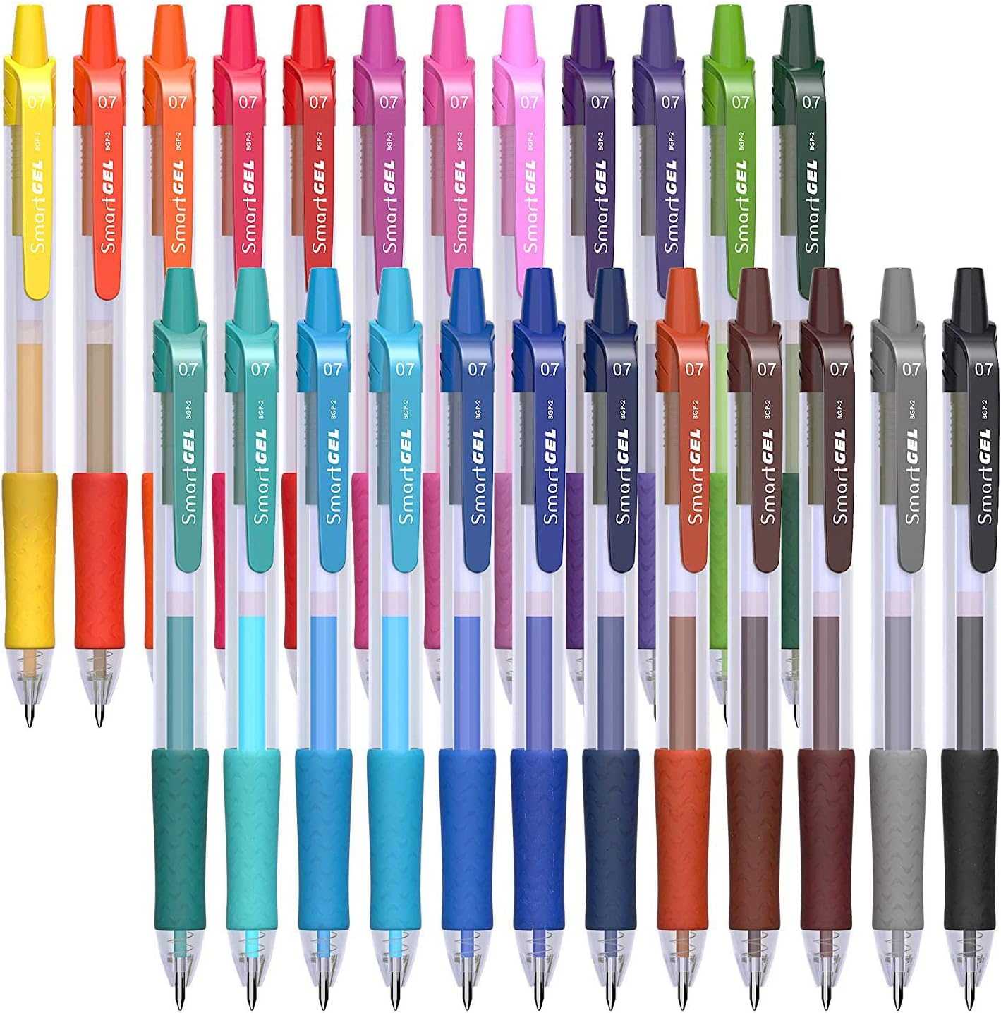 Colored Gel Pens, Lineon 24 Colors Retractable Gel Ink Pens with Grip