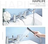 Hapilife Waterfall Bath Shower Mixer Tap Twin Lever 2 Hole Deck Mounted Chrome view 3