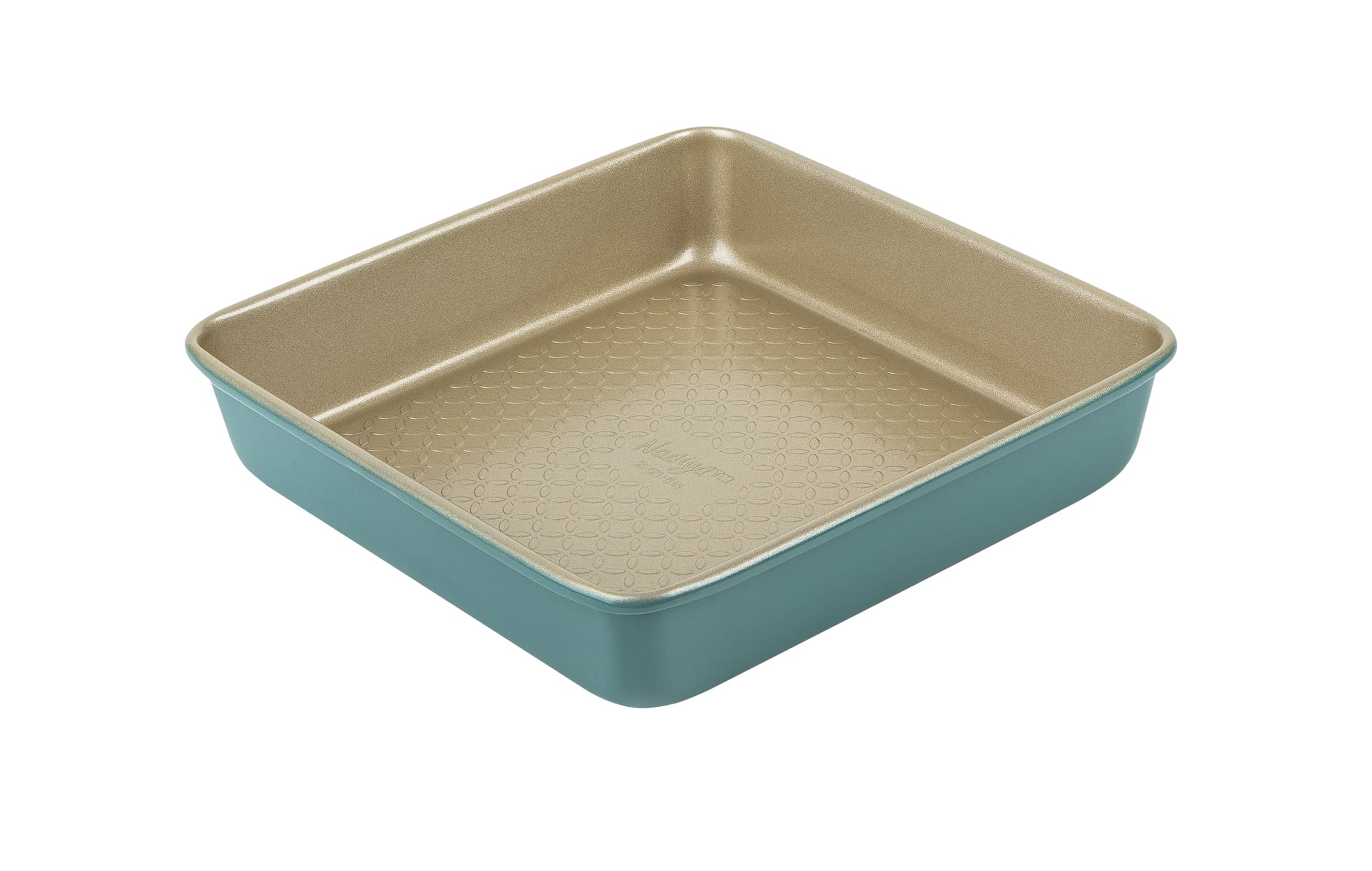 Prestige x Nadiya Square Cake Tins for Baking - Non Stick 9 Inch Cake Tin, Dishwasher Safe Steel Bakeware, Teal & Gold — image 1