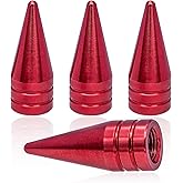 MEAJOO 4PCS Spiked Shape Tire Valve Stem Caps, Aluminum Alloy Spike Wheel Tire Valve Stem, Universal Dustproof Tire Valve Stem Covers for Cars, SUV, Trucks, Bikes, Motorcycles, Bicycles(Red)