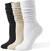 Josnown Slouchy Socks for Women 3 Pairs Warm Extra Long Scrunch Soft Knee High Boot Sock,Size 5-11