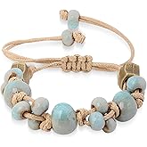 MINACHI Retro Ceramic Handmade Women's Gift Bracelet Braided Adjustable Rope Bracelets Bohemian Created Turquoise Tone Bracelets For Women Ladies