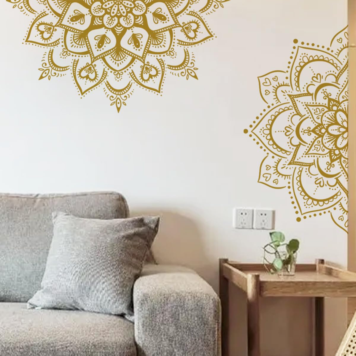 HGDESIGN® Wall Sticker Mandala Blue Black (W x H) 78 x 40 cm Living Room Bedroom Wall Sticker Wall Picture Boho Style Hallway Yoga Wall Decoration (B)