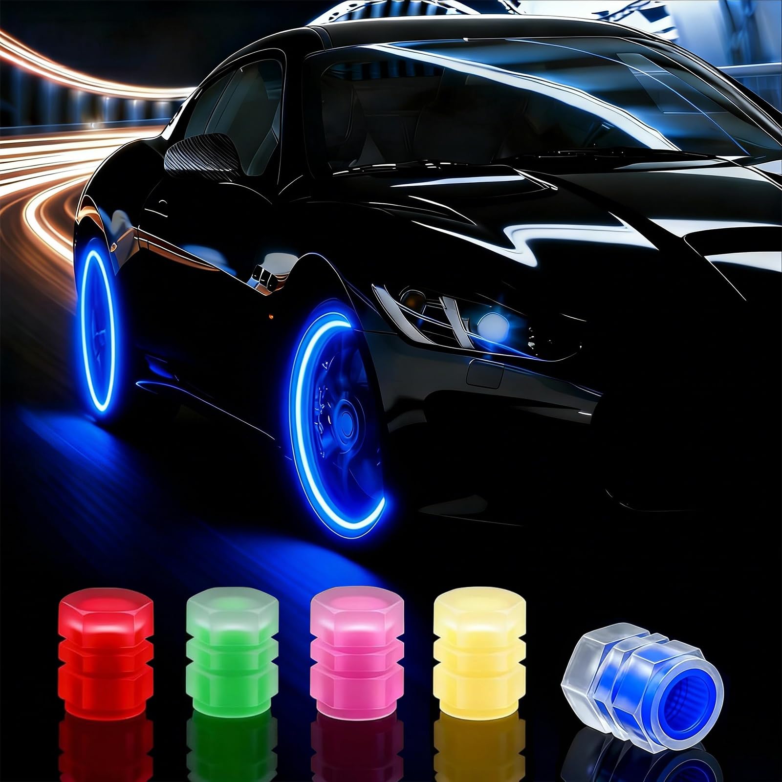 Photo 1 of 20 Pcs Glow in The Dark Tire Valve Caps Fluorescent Tire Valve Stem Caps, Cool Car Present for Universal Decoration Accessories for Car SUV Bicycle Motorcycles Trucks (Colorful)