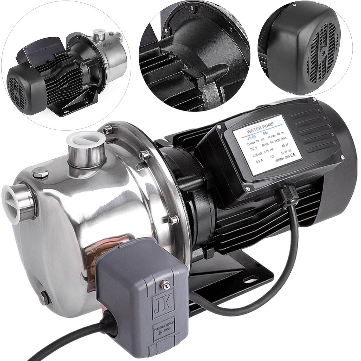 Happybuy Shallow Well Jet Pump with Pressure Switch 1/2HP Jet Water