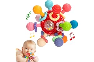 CAHILON Baby Teething Toys, Baby Teethers Montessori Sensory Toys for 0-6 6-12 Months, Easter Basket Stuffers Gifts for 1 Year Old Boys Girls Infant Newborn 0 3 6 9 12 18 Months Toys, Baby Rattle Toys- Red