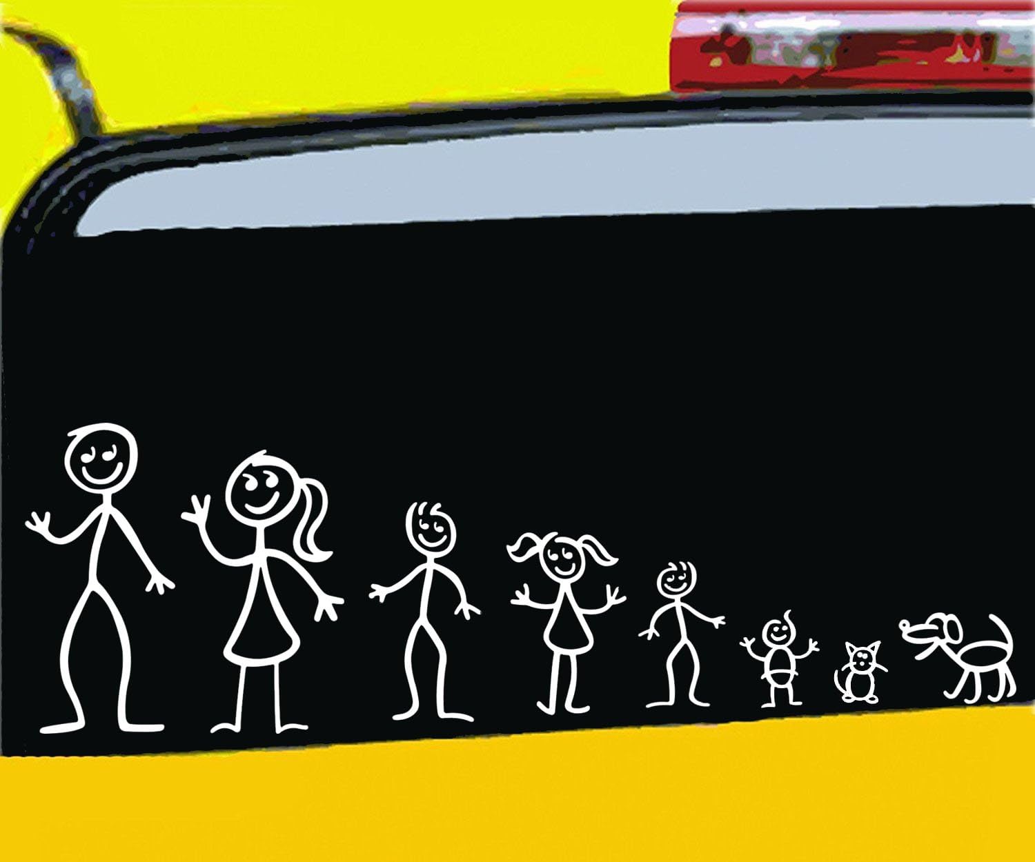 All in The Stick Figure Family Your Funny Vinyl Decal Sticker Comes in White No Inks 100% Vinyl