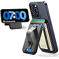 ESR for MagSafe Wallet, 5 Card Holder, iPhone Wallet with Adjustable Stand, Secure Grip Finger Loop Magnetic Wallet for iPhone 16/15/14/13/12, Not for Mini, Not Find My Compatible, Black Carbon Fiber