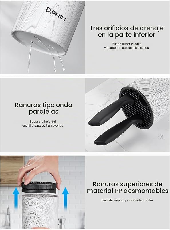 Facas de cozinha, 7 peças, lâmina afiada de aço inoxidável, conjunto de facas de cozinha doméstica, bloco redondo para facas