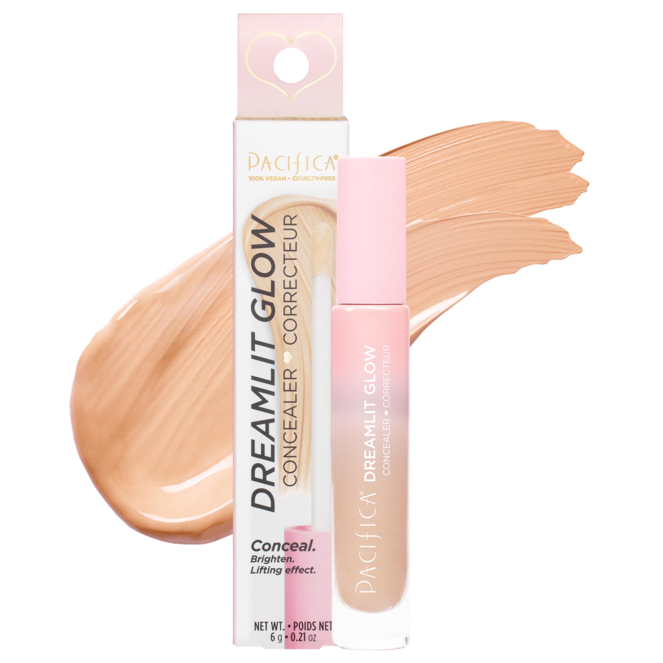 Photo 1 of Pacifica Concealer – DreamLit Glow Full Coverage Concealer with Squalane for Dark Circles & Dark Spot Correction, Lightweight & Long-Lasting, Vegan & Cruelty-Free, Shade 09 (Warm Honey)