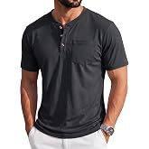 MAGCOMSEN Men's Henley Short Sleeve Shirt Cotton Lightweight Tee Shirts Casual Summer Basic Tees with Pocket