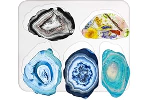 FUNSHOWCASE Agate Coaster Silicone Resin Mold, 5-cavity 2.8-5.2inch