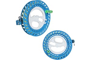 CertBuy 2 Pack Kite Line Reel, 2 Size Kite Reel Winder, 6 Inch and 7 Inch Kite String Reel, Winding Reel Grip Wheel Handle with 393 Ft and 656 Ft Durable String and Lockable Outdoor Kite Accessories