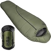 Mummy Sleeping Bag for Adults, 36&deg;F Comfort, Backpacking Sleeping Bags | 250GSM hollow-fiber fill, 40D water-resistant nylon and compression sack for spring/fall backpacking and family camping