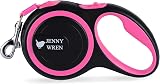 Jenny Wren Retractable Dog Lead 8M Pink Tangle-Free Anti-Slip Handle Reflective view 2