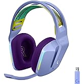 Logitech G733 Lightspeed Wireless Gaming Headset with Suspension Headband, LIGHTSYNC RGB, Blue VO!CE mic Technology and PRO-G Audio Drivers - Lilac