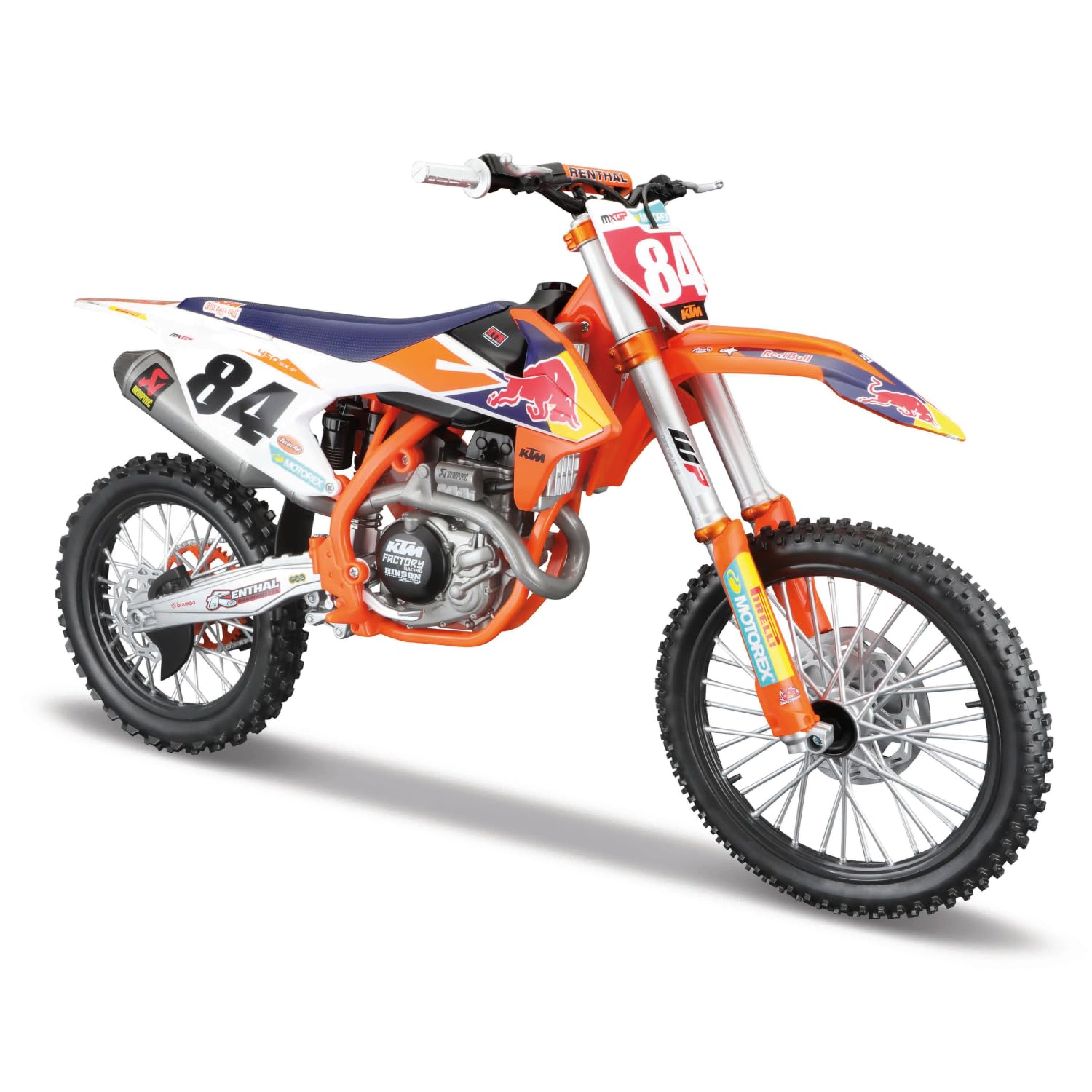 Bburago Red Bull KTM Supercross SX450 Jeffrey Herlings, 1:6 Scale, Detailed Diecast Model, Working Suspension, Moving Steering, Stand Included, Recommended Age 8+ Years