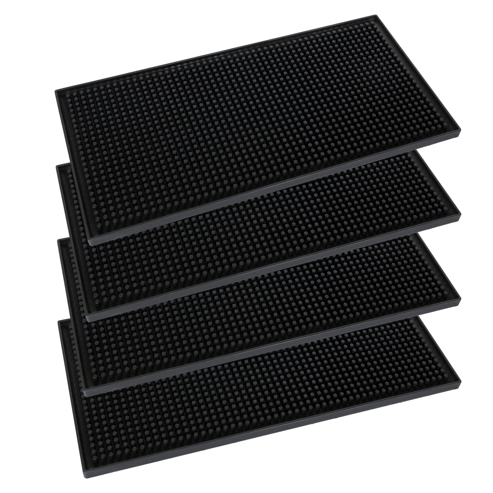 SENENQU 4pcs Bar Mats for Home Pub, 12" x 6" Black Beer Mats, Non-Slip Rubber Bar Service Mats for Pub Kitchen Countertop Coffee Table