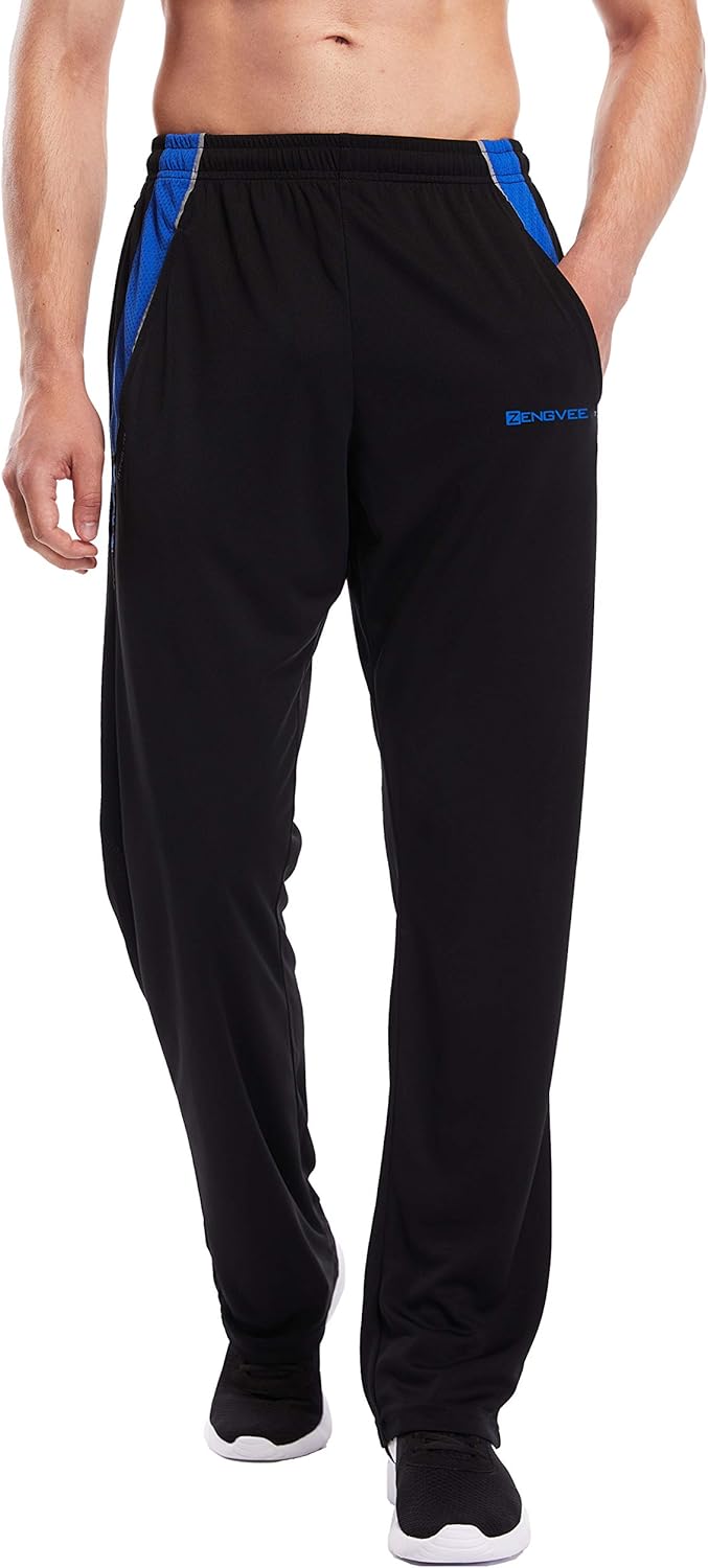 ZENGVEE Mens Sweatpants Open-Bottom Workout Jogger Pant with Pockets at  Men’s Clothing store
