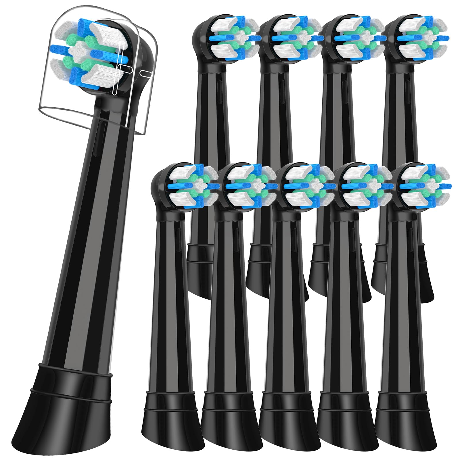 Photo 1 of 10 Pcs IO Replacement Heads Compatible with Oral B IO 2/3/4/5/6/7/8/9/10/Deep Clean Series Electric Toothbrushs, Toothbrush Heads for Teeth Clean and Clean Plaque Compatible with Oral B IO (Black)
