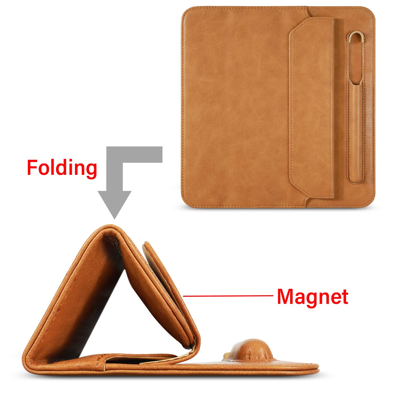 Hcyang iPad Mini 5 Case Leather Soft Microfiber Slim Leather Thin 7.9 inch Tablet Sleeve Bag with Pencil Holder Trifold Case for Apple iPad Mini 5th Generation 2019 Brown