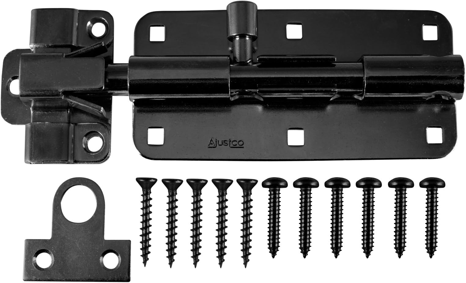 AjustLock 8 Inch Barrel Bolt, Extra Heavy Duty Lock (Zinc Black) (Very Large Lock - Check dimensions before purchasing)