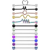 Dyknasz 12Pcs 16G Surgical Steel Industrial Barbell for Women Men Cartilage Earring Helix Rings Piercing Jewelry Bar Length 38mm (1 1/2 Inch)