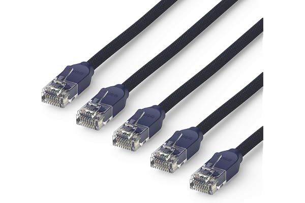 Amazon eero CAT6a Ethernet cable - Supports 10 gigabit+ speeds, 3 foot, 5-pack, Midnight Blue