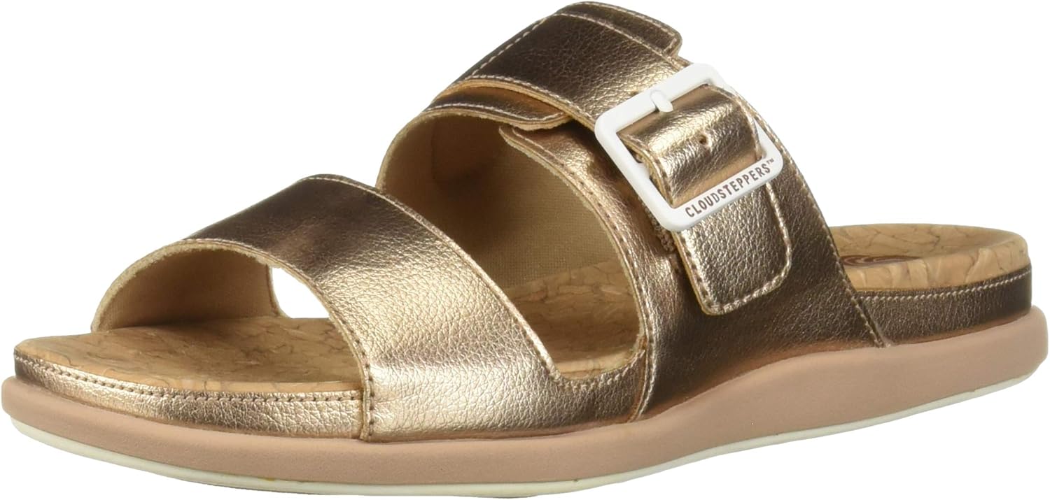 clarks women's cloudsteppers step june tide slide sandals