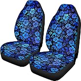 Brosoneto Hawaiian Hibiscus Front Seat Covers for Cars Trucks SUV Blue Floral Tropical Flower 2-Pack Car Seat Covers Auto Interior Covers for Truck Van SUV