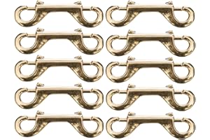 Jeffers Double Ended Bolt Snaps 4", Solid Brass Metal Snap Hooks for Horse Tack, Dog Leash, Rope, Chain, Bucket, Keychain, Lanyard, Camping, Fishing, Outdoor, DIY, Crafts, Hardware - 10 Pack