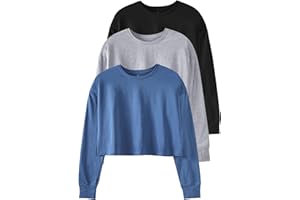 Cosy Pyro Womens Long Sleeve Crop Tops Athletic Casual Cropped Cotton Workout Sweatshirt with Thumb Hole