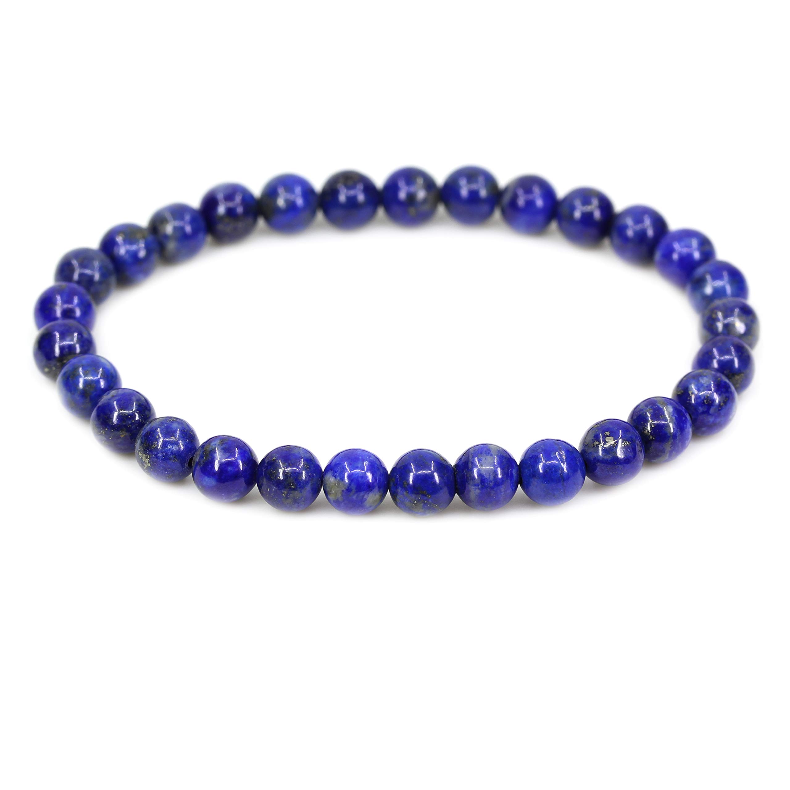 CHENYUE Natural A Lapis Lazuli Gemstone 6mm Round Beads Stretch Bracelet 7 Inch — image 1