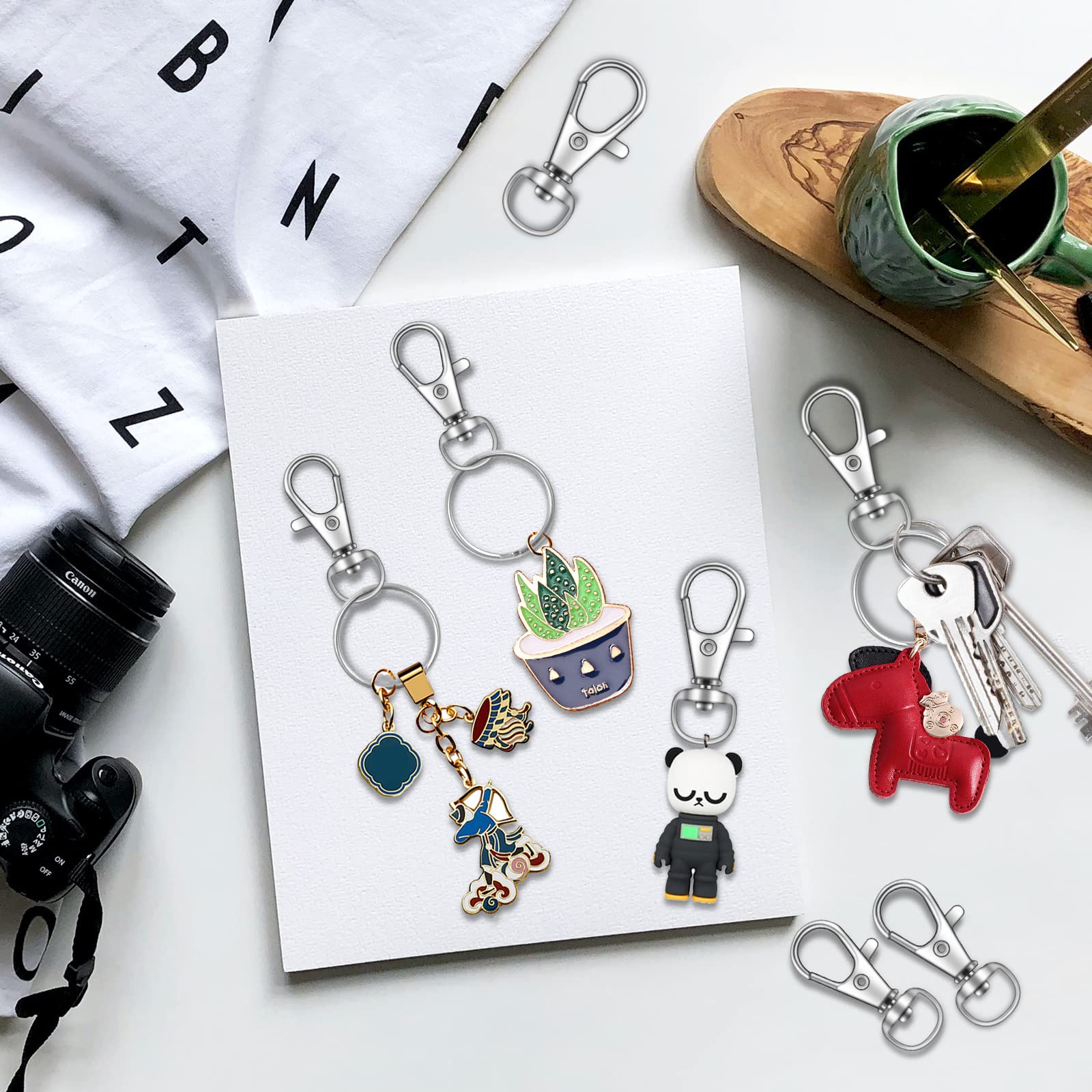 70PCS Swivel Snap Hooks with Key Rings, Metal Lobster Claw Clasp, Keychain Rings for Crafts 1.25inch/32mm