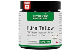 Organic Tallow Skin Cream Moisturizer | 1 Ingredient Unscented Certified Grassfed Grass Finished Beef Tallow Balm - All Purpo