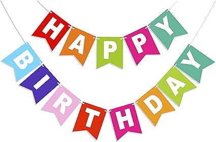 Amazon Com Large Happy Birthday Banner 6 3 7 8 Inches Happy