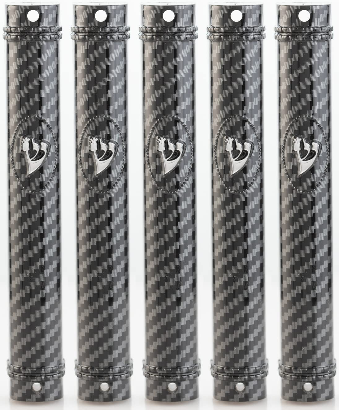 MEZUZAH CASE Holder (shidell) בית מזוזה Plastic Semiround Silver shin Waterproof Rubber Cork lot of 5 (Carbon Fiber (Black - Silver), 12)