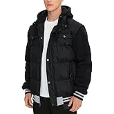 BEST SOUTH Men's Hooded Winter Coats Water Resistant Warm Thicken Insulated Full Zip Windproof Jackets with Pockets