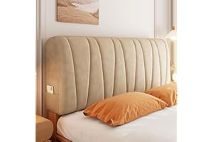 CXLT Baby Velvet Bed Headboard Slipcover Queen King Full Twin, Bed Headboard Cover Cotton Filling Short Plush Upholstered Stretch Bed Head Cover for Bedroom Décor Head Board Protector(170cm,Brown)