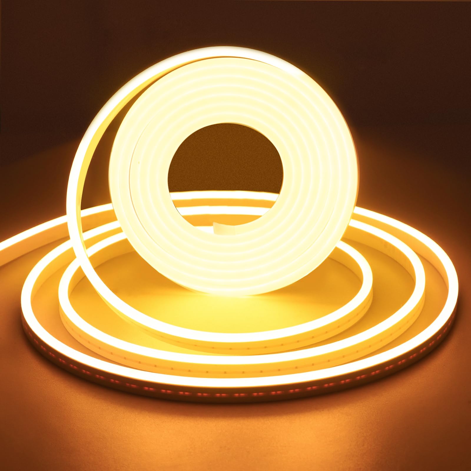 Photo 1 of Vasten LED-Neon-Strip Light Neon Flex Light Silicone LED Strip Lighting 16.4ft 12V, Cut 1cm for Outdoor DYI Signage Decoration (Power Adapter not Included) (Warm White)