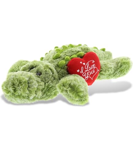 I Love You Valentine Plush Alligator - Personalized Stuffed Animal With Heart 11.5 Inches