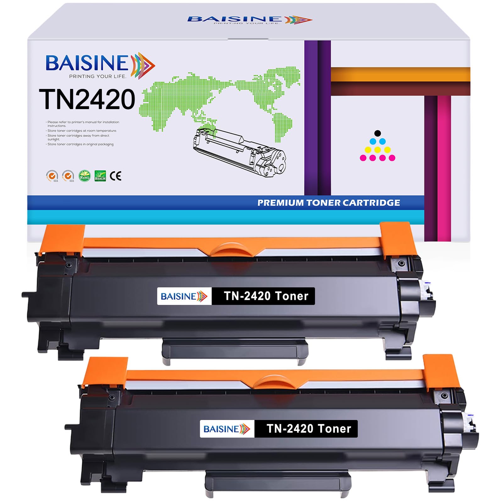 BAISINE Compatible with b2420p-2 pack tn-2420 TN2420 Black Toner Cartridge for Brother DCP L2510D L2530DW L2710DW L2310D HL-L2310D L2350DW L2370DN L2370DW L2370DW L2375DW MFC-L2710DN L2730DW