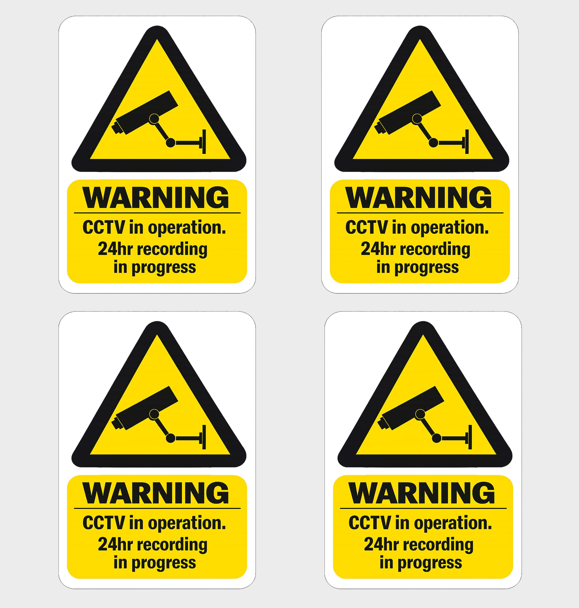 4 x CCTV Security Stickers – Self Adhesive Back (Smooth Surfaces) – 100 x 70 mm (4" x 2.75") Gloss Vinyl, Weatherproof & Waterproof Warning Signs