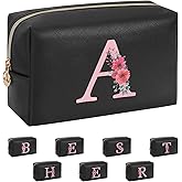 Initial Makeup Bag for Women, Travel Makeup Bag Small Cosmetic Bag, Birthday Gifts for Girls and Women, Teen Girls Gifts Trendy Stuff, Personalized Gifts for Grandkids Teacher Friends Bride Bridesmaid