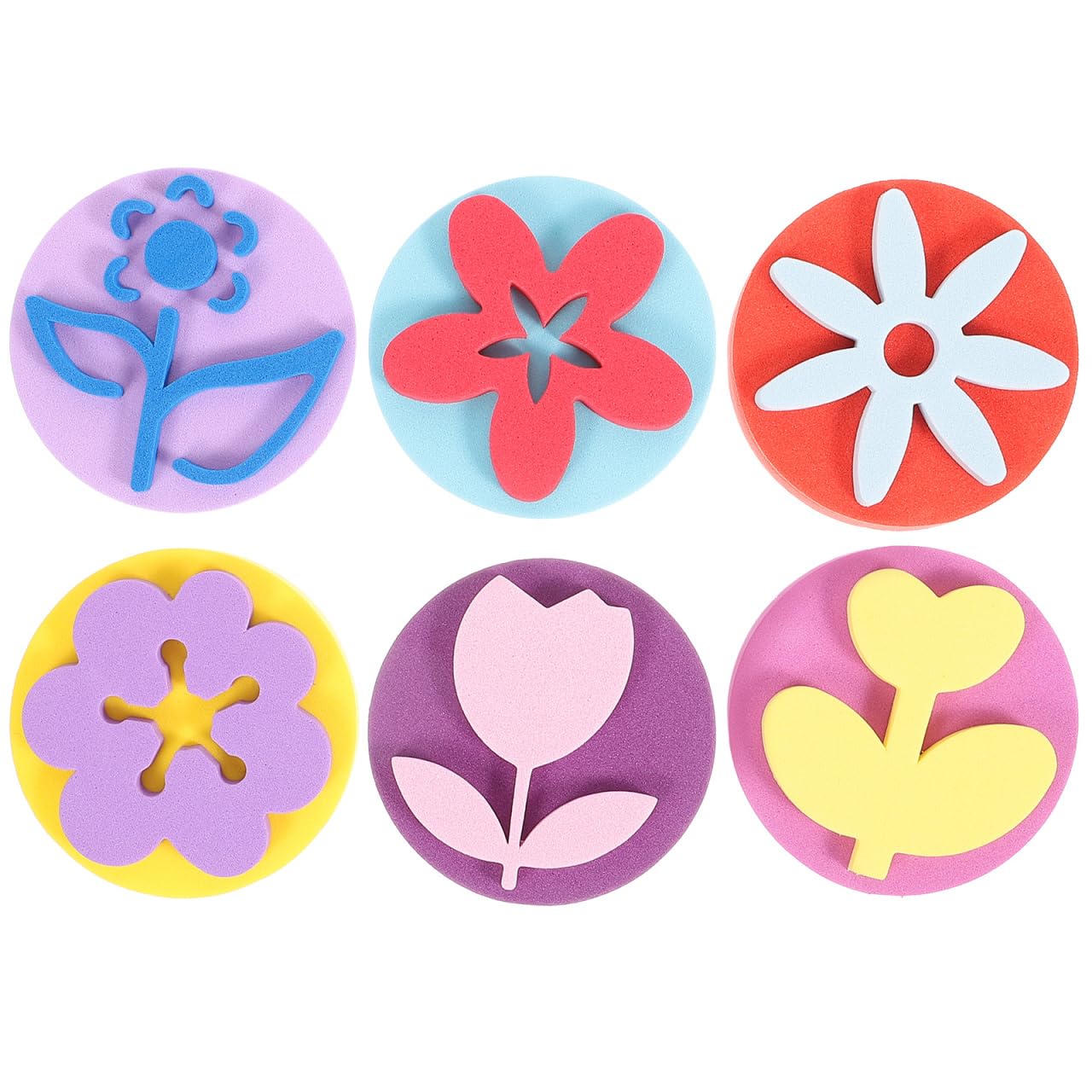 NUOBESTY Painting Sponge Seal Set 6Pcs 2.36 Inch Eva Foam Stamps Kids Diy Graffiti Art Tools for Preschool Kindergarten Portable Craft Activities